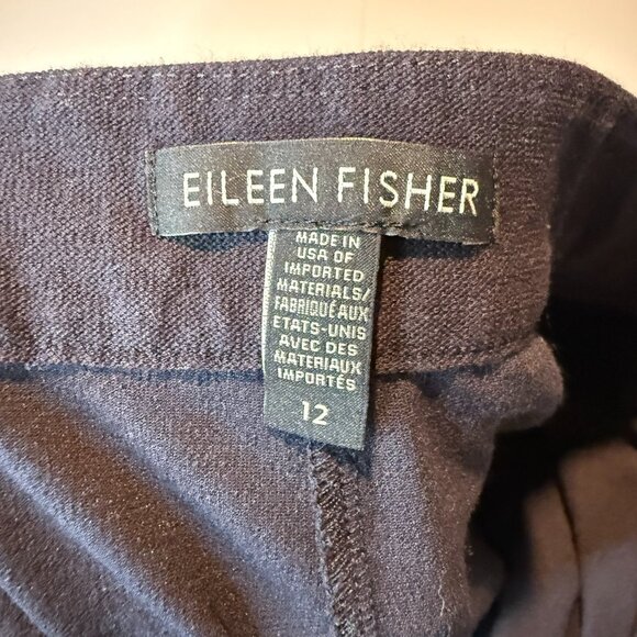 Eileen Fisher Women 12 Wide Leg Pant Cropped Navy Blue Minimalist Closet Staple - Picture 4 of 10